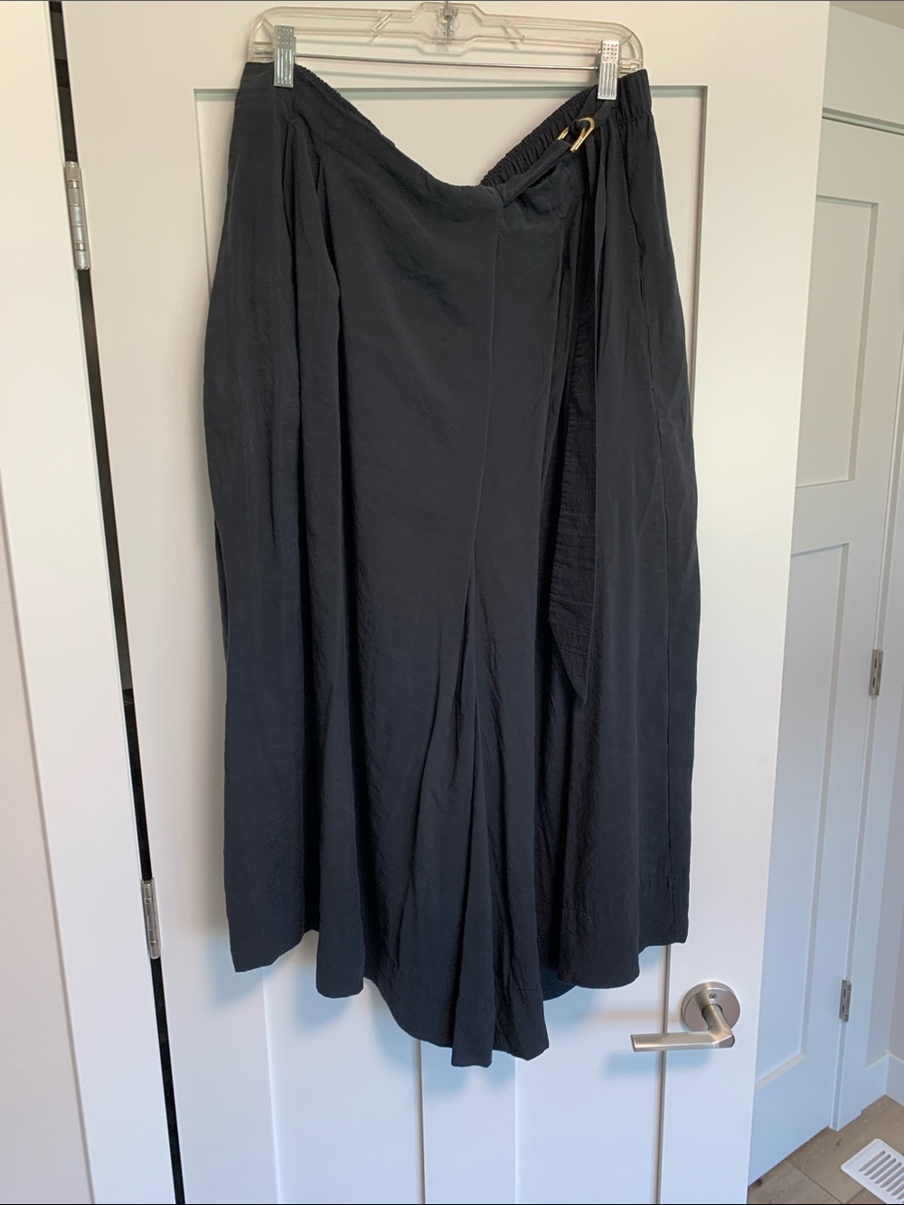 Anthropologie Black Wide-Leg Wrap Pants